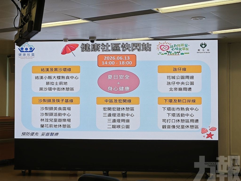 周六設「健康社區快閃站」傳遞防溺防暑信息